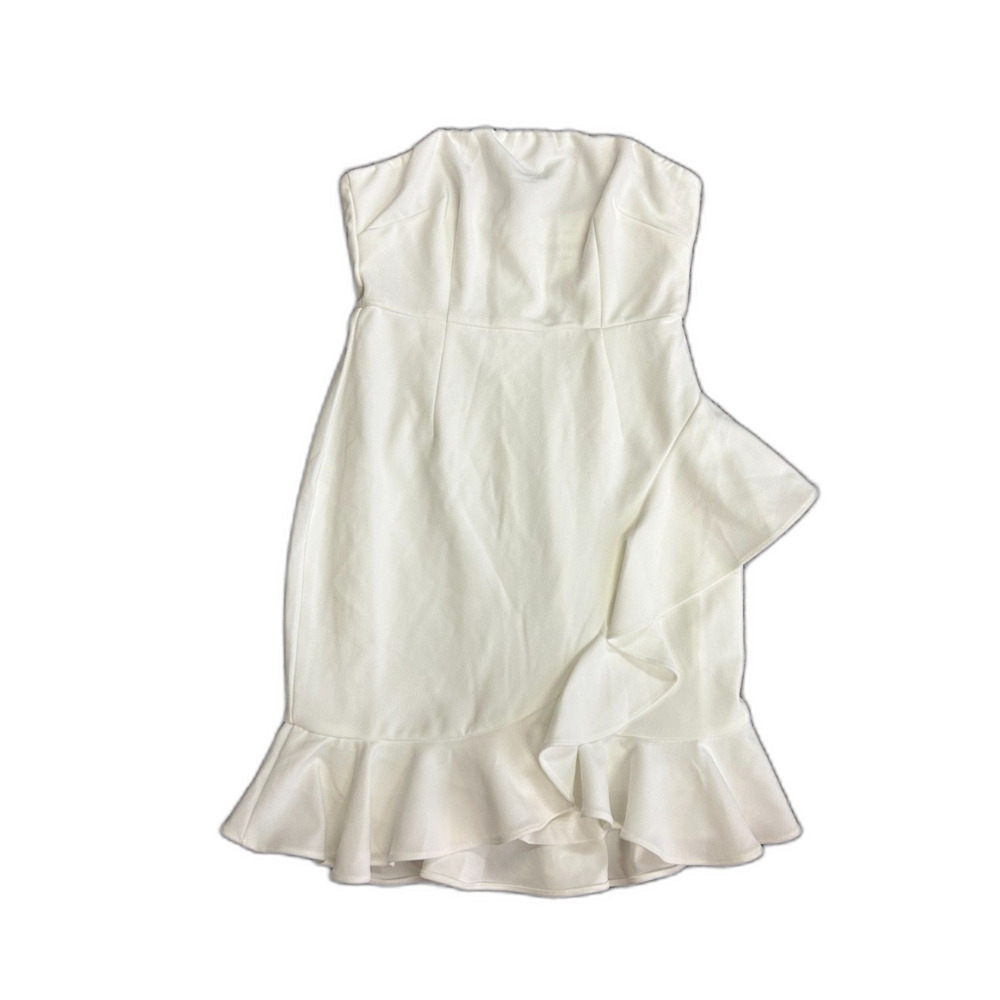 Selfie Leslie Women's NWOT Corby White Ruffle Strapless Bandeau Dress Size M - Picture 3 of 16